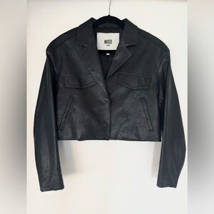 Musée Cropped Faux Leather Jacket – Black S